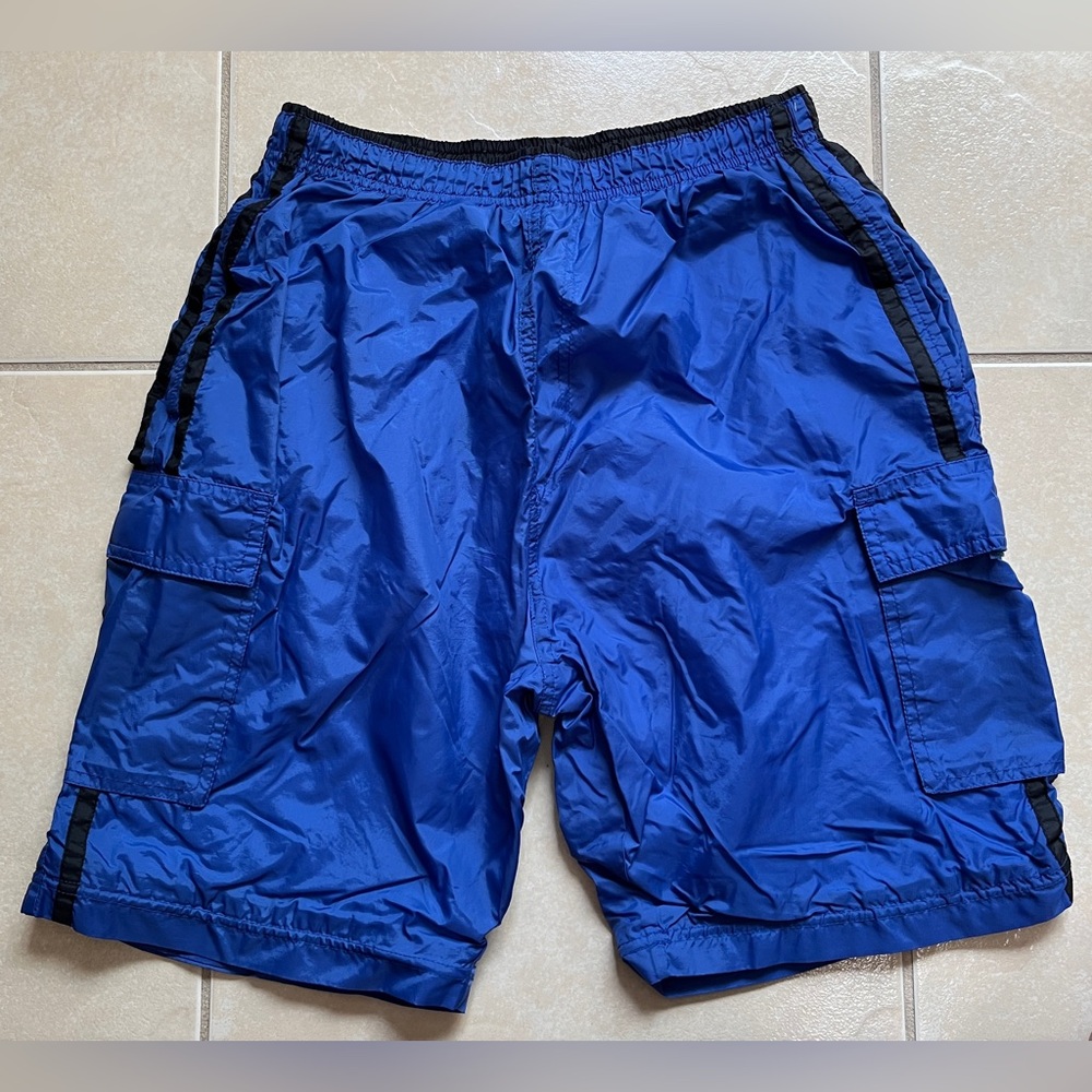 Interstate Men’s Medium Blue Elastic Waistband Drawstring Cargo Short Vintage